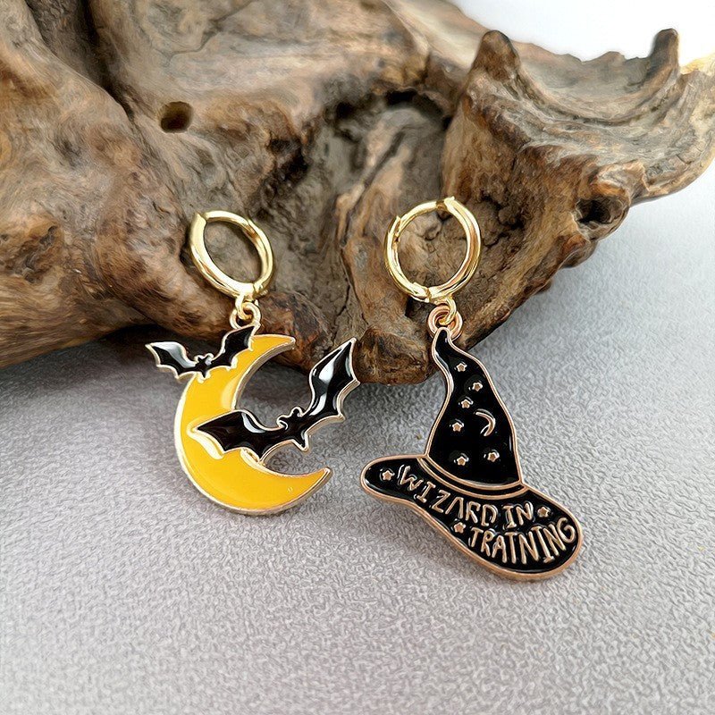 New Halloween Funny Earrings Hat Pumpkin Face Exaggerated Creative Dark Style Ornament-Jewearrings