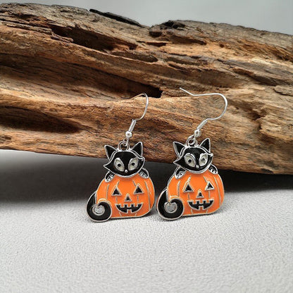 New Halloween Funny Earrings Hat Pumpkin Face Exaggerated Creative Dark Style Ornament-Jewearrings