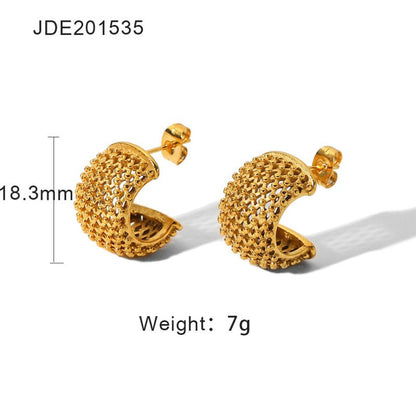 New INS Style Diamond Mesh Stud Earrings-Jewearrings