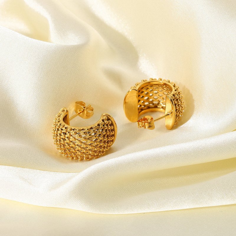 New INS Style Diamond Mesh Stud Earrings-Jewearrings