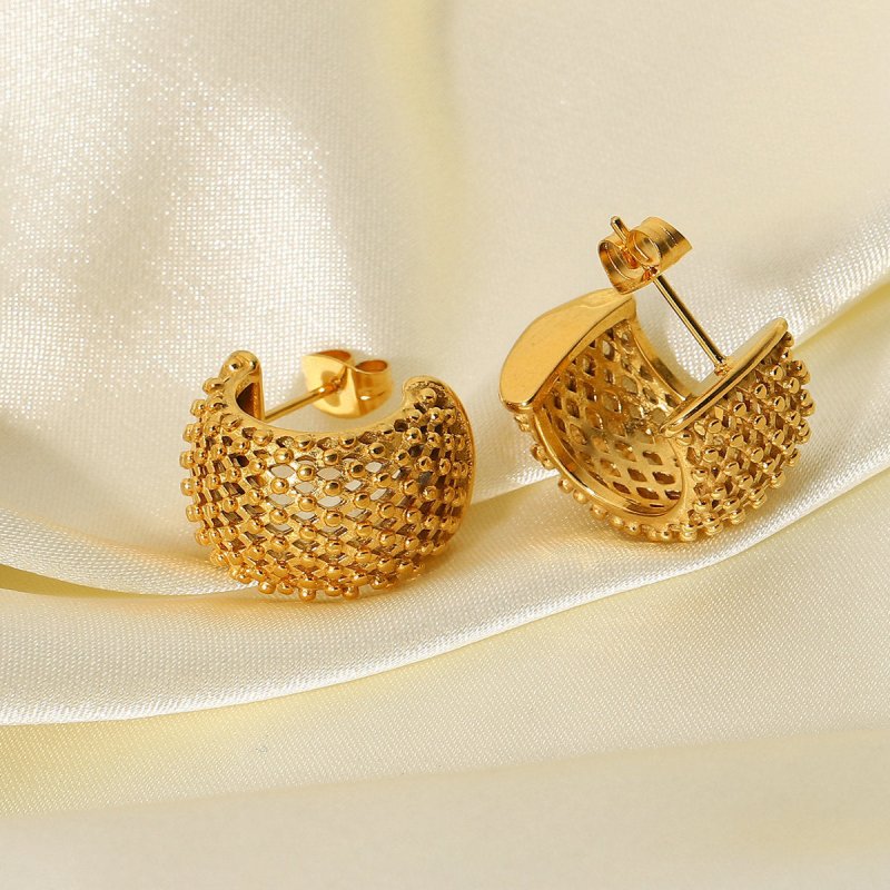 New INS Style Diamond Mesh Stud Earrings-Jewearrings