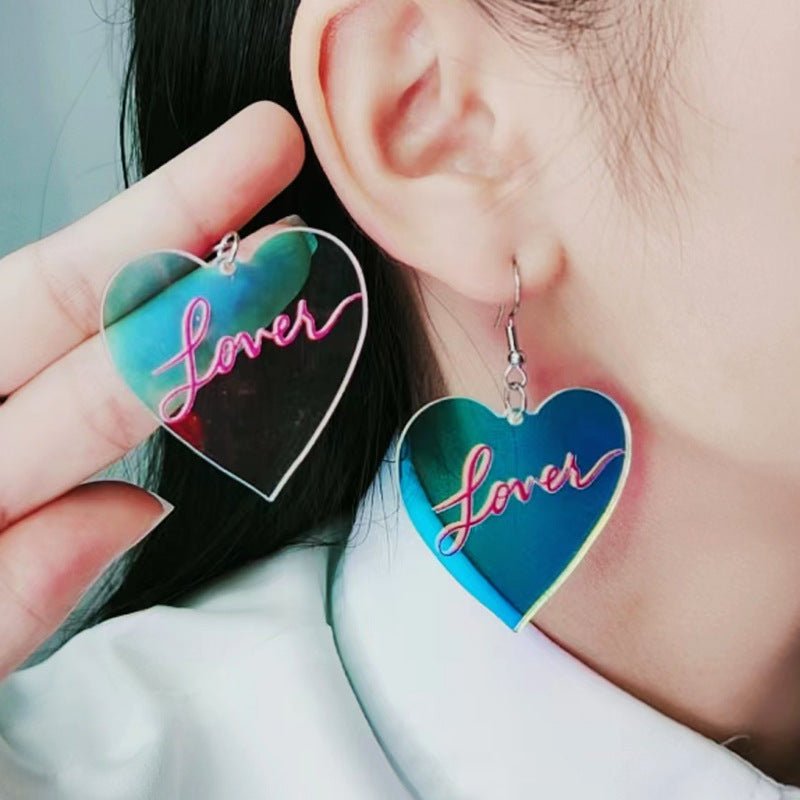 New Iridescent Transparent Valentine's Day Earrings Acrylic Earrings-Jewearrings