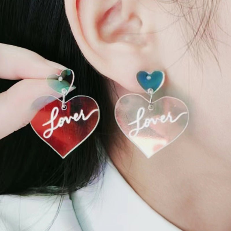 New Iridescent Transparent Valentine's Day Earrings Acrylic Earrings-Jewearrings