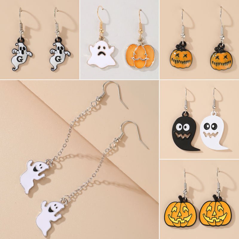 New Jewelry Halloween Funny And Fun Pumpkin Ghost Exaggerated Acrylic Earrings-Jewearrings