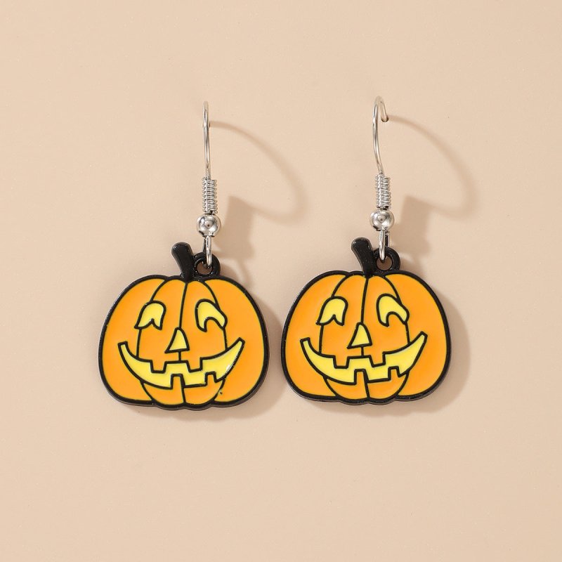 New Jewelry Halloween Funny And Fun Pumpkin Ghost Exaggerated Acrylic Earrings-Jewearrings