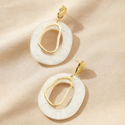 New Korean Version Of Acrylic Resin Geometric Round Earrings-Jewearrings