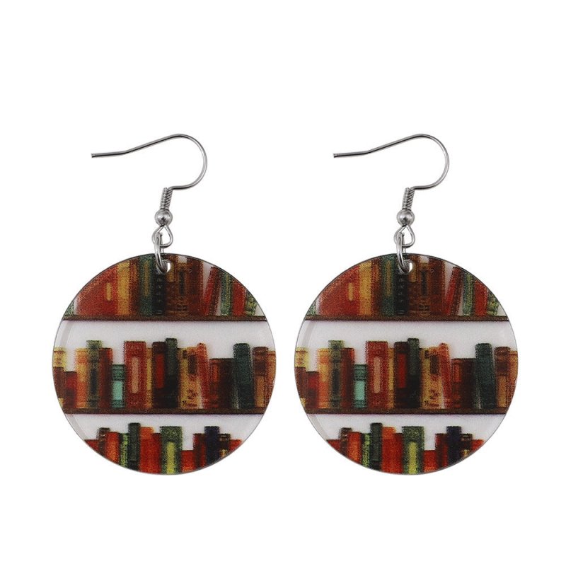 New Library Book Bookshelf Transparent Acrylic Earrings-Jewearrings