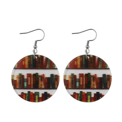 New Library Book Bookshelf Transparent Acrylic Earrings-Jewearrings