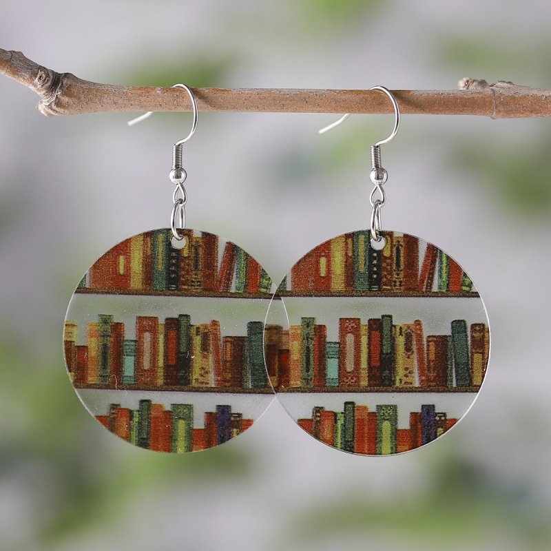 New Library Book Bookshelf Transparent Acrylic Earrings-Jewearrings