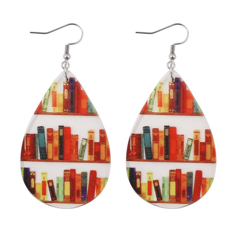 New Library Book Bookshelf Transparent Acrylic Earrings-Jewearrings