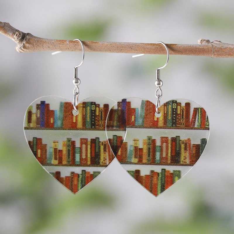 New Library Book Bookshelf Transparent Acrylic Earrings-Jewearrings