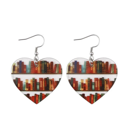 New Library Book Bookshelf Transparent Acrylic Earrings-Jewearrings