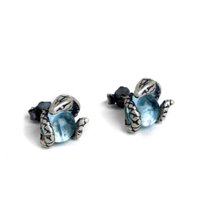 New Light Blue Topaz Stud Earrings-Jewearrings