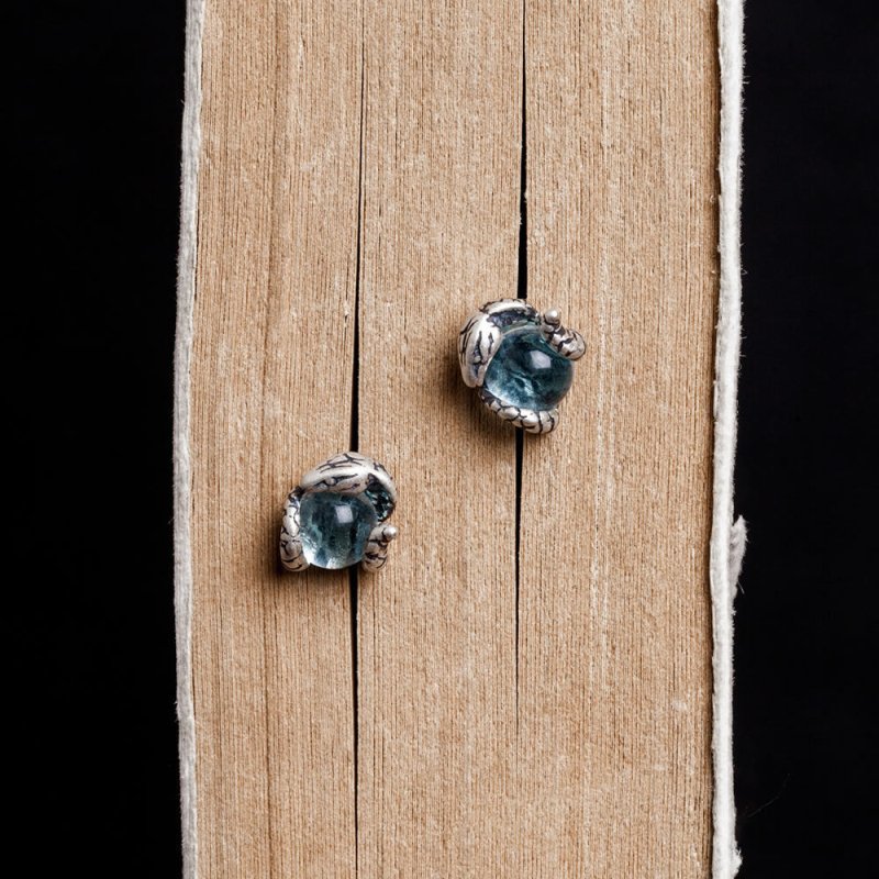 New Light Blue Topaz Stud Earrings-Jewearrings