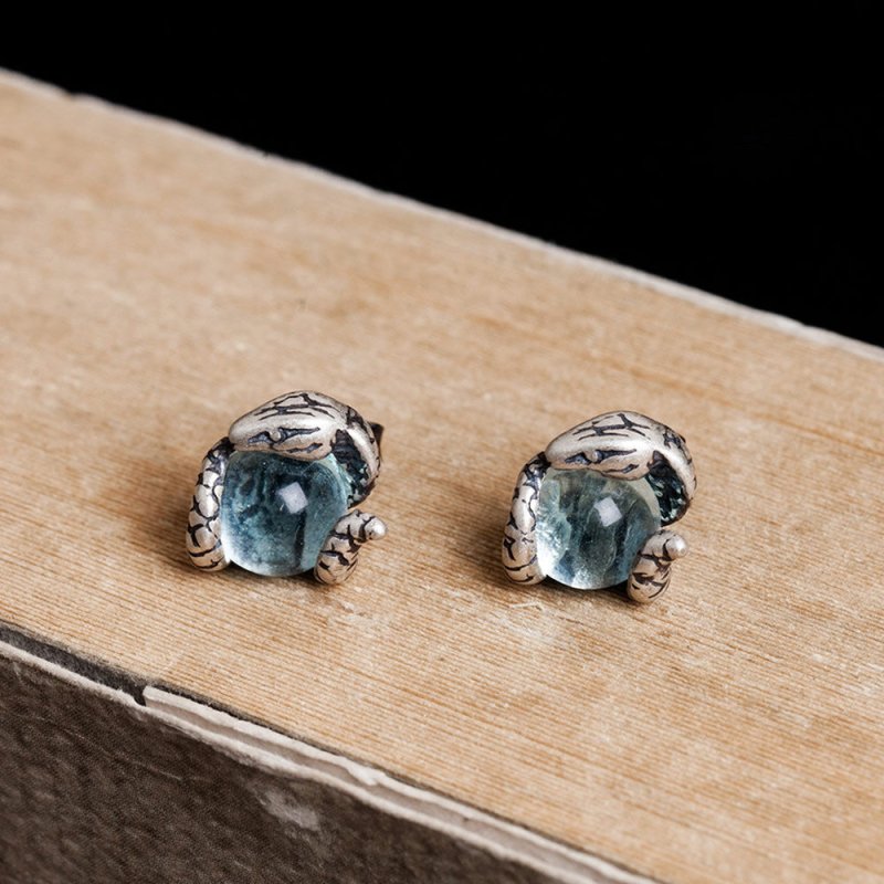 New Light Blue Topaz Stud Earrings-Jewearrings