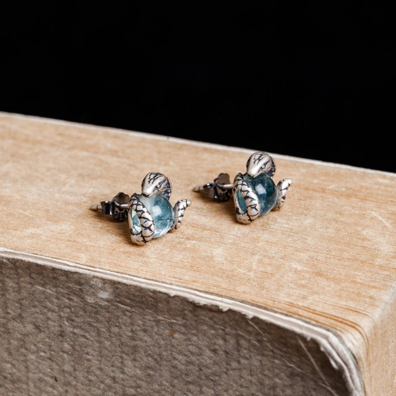 New Light Blue Topaz Stud Earrings-Jewearrings