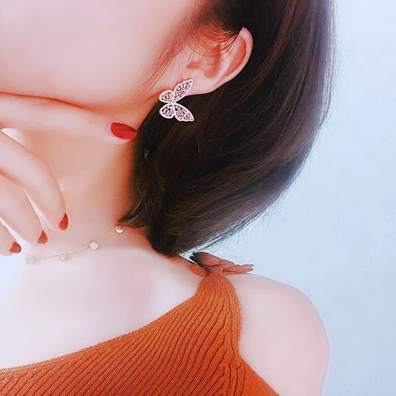 New Luxury Fashion Round Dangle Drop Korean Earrings For Women Big Butterfly Gold Earring for women Jewelry-Jewearrings