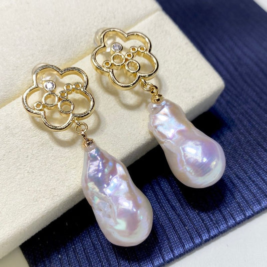 New Natural Baroque Shaped Pearl Earrings-Jewearrings