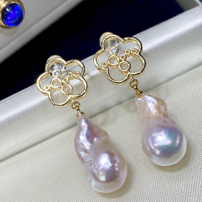 New Natural Baroque Shaped Pearl Earrings-Jewearrings