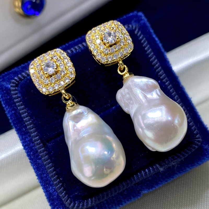 New Natural Baroque Shaped Pearl Earrings-Jewearrings