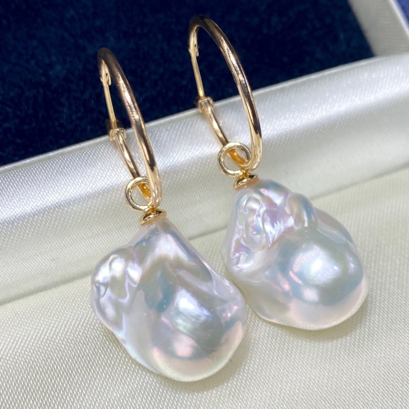 New Natural Baroque Shaped Pearl Earrings-Jewearrings