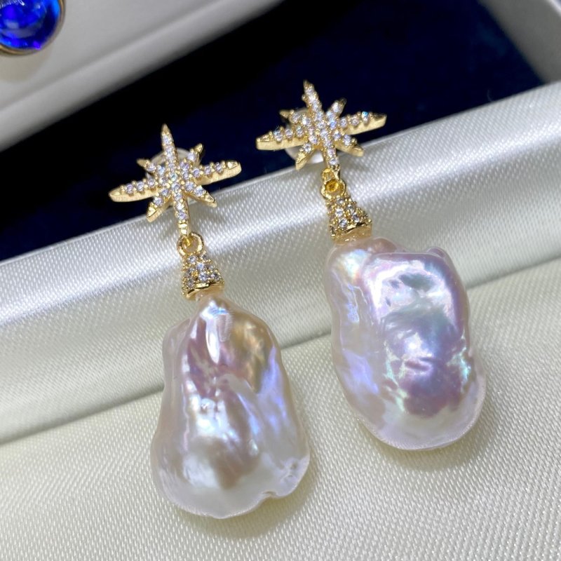 New Natural Baroque Shaped Pearl Earrings-Jewearrings