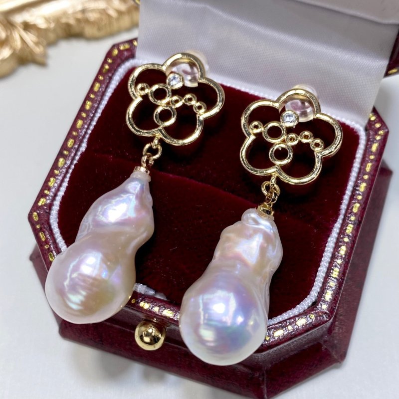 New Natural Baroque Shaped Pearl Earrings-Jewearrings