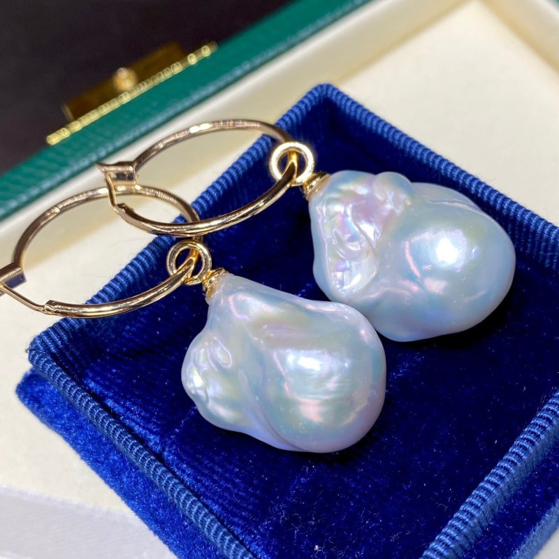 New Natural Baroque Shaped Pearl Earrings-Jewearrings