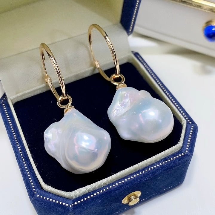 New Natural Baroque Shaped Pearl Earrings-Jewearrings