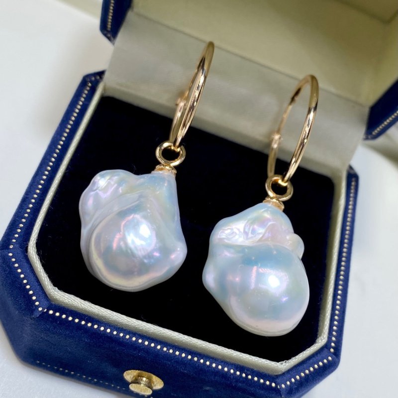 New Natural Baroque Shaped Pearl Earrings-Jewearrings