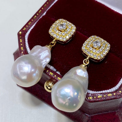 New Natural Baroque Shaped Pearl Earrings-Jewearrings