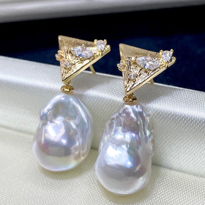 New Natural Baroque Shaped Pearl Earrings-Jewearrings