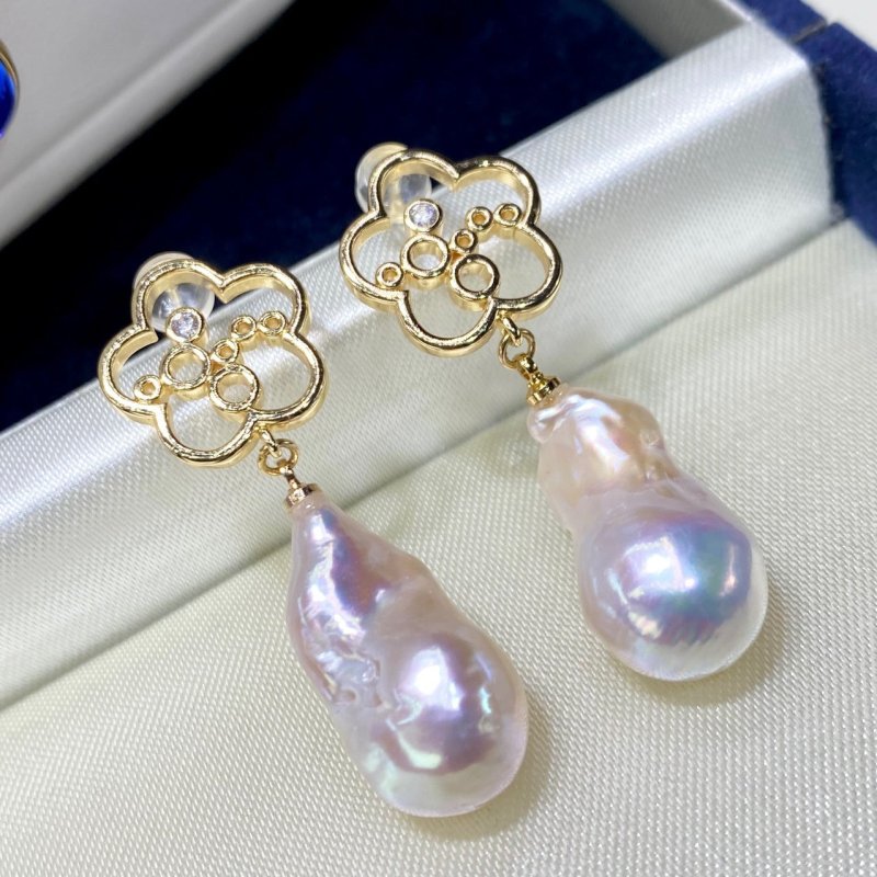 New Natural Baroque Shaped Pearl Earrings-Jewearrings