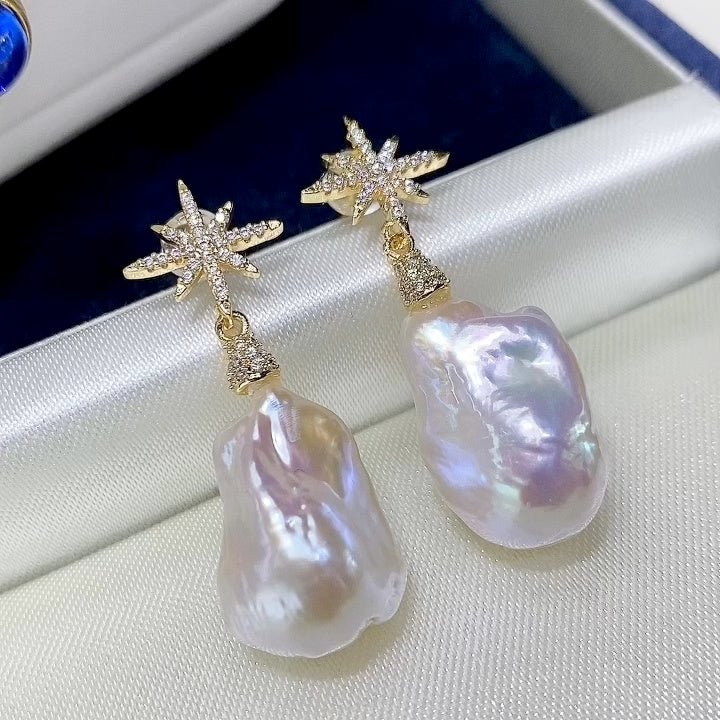 New Natural Baroque Shaped Pearl Earrings-Jewearrings