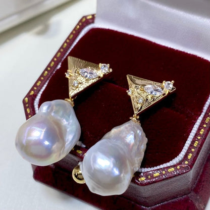 New Natural Baroque Shaped Pearl Earrings-Jewearrings