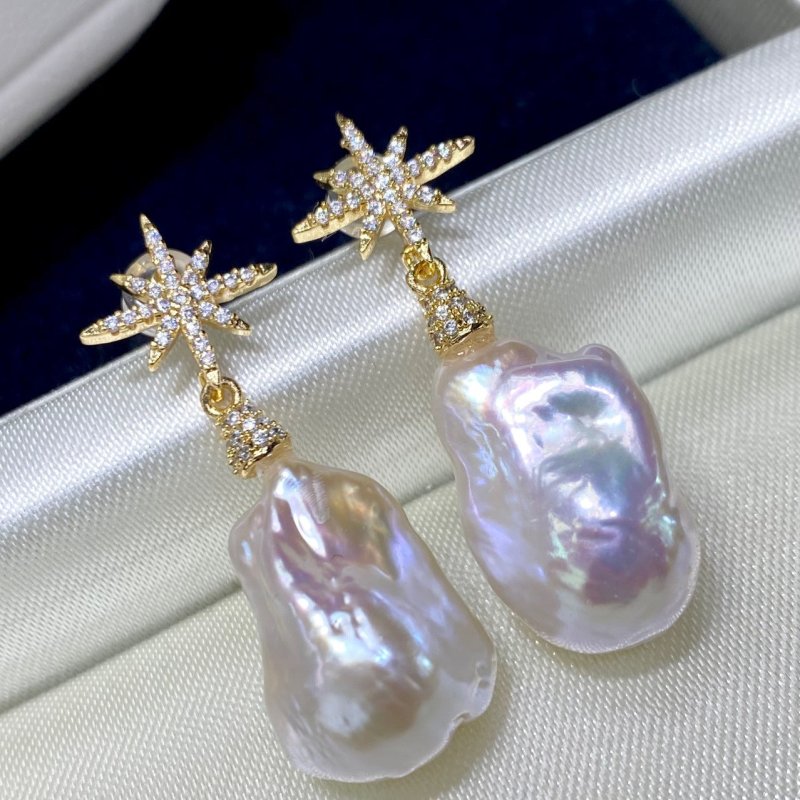 New Natural Baroque Shaped Pearl Earrings-Jewearrings