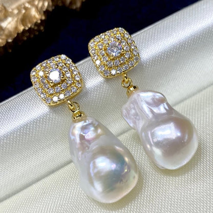 New Natural Baroque Shaped Pearl Earrings-Jewearrings