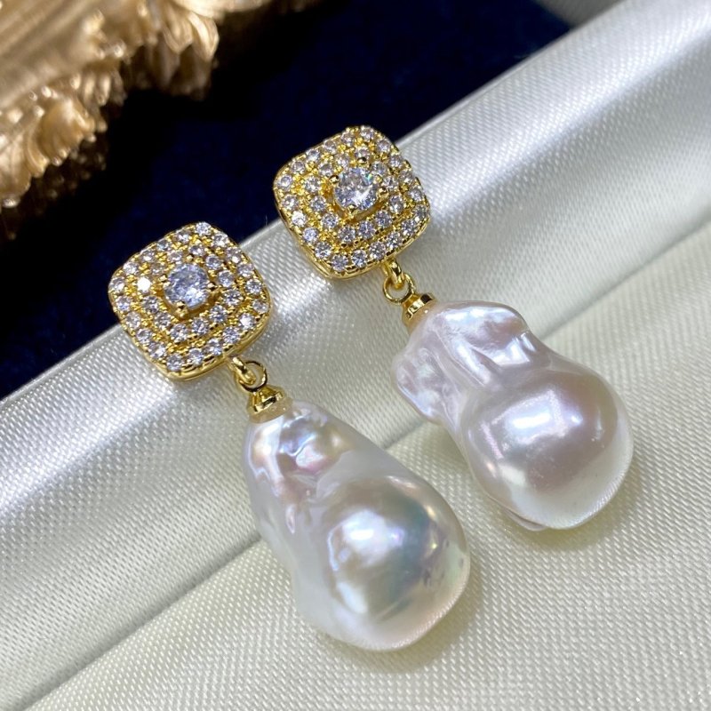 New Natural Baroque Shaped Pearl Earrings-Jewearrings