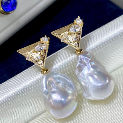 New Natural Baroque Shaped Pearl Earrings-Jewearrings