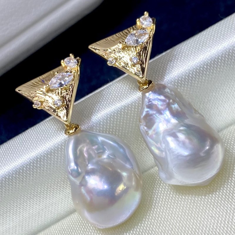 New Natural Baroque Shaped Pearl Earrings-Jewearrings