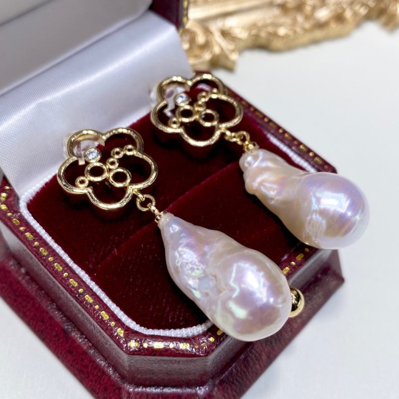 New Natural Baroque Shaped Pearl Earrings-Jewearrings