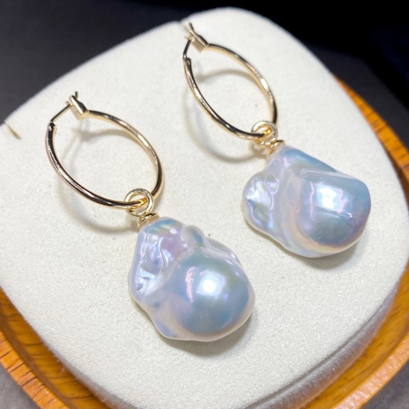 New Natural Baroque Shaped Pearl Earrings-Jewearrings