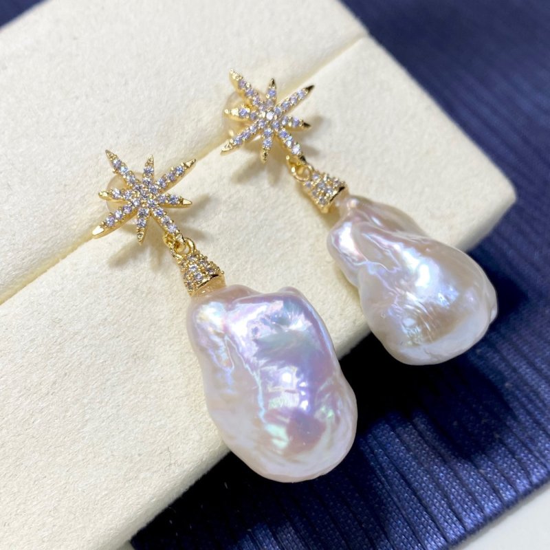 New Natural Baroque Shaped Pearl Earrings-Jewearrings