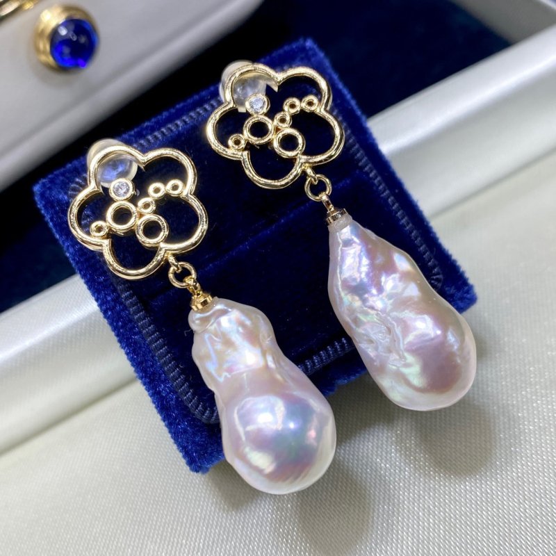 New Natural Baroque Shaped Pearl Earrings-Jewearrings