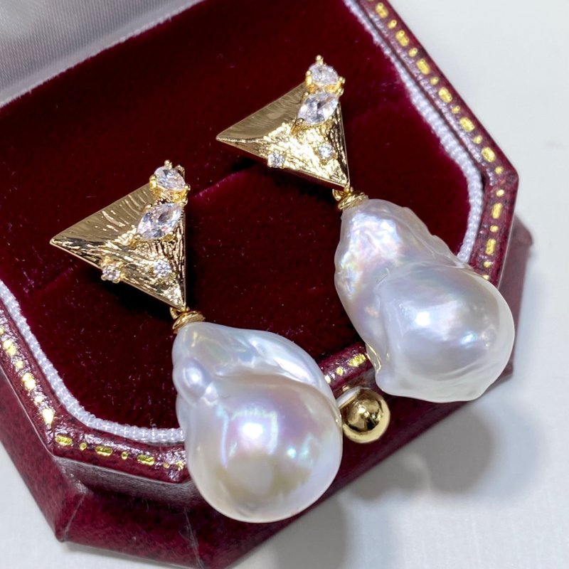 New Natural Baroque Shaped Pearl Earrings-Jewearrings