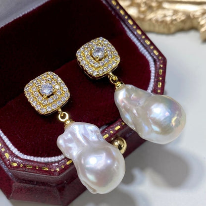 New Natural Baroque Shaped Pearl Earrings-Jewearrings