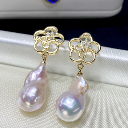 New Natural Baroque Shaped Pearl Earrings-Jewearrings