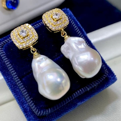 New Natural Baroque Shaped Pearl Earrings-Jewearrings