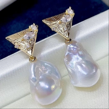 New Natural Baroque Shaped Pearl Earrings-Jewearrings