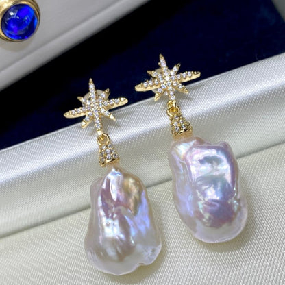 New Natural Baroque Shaped Pearl Earrings-Jewearrings